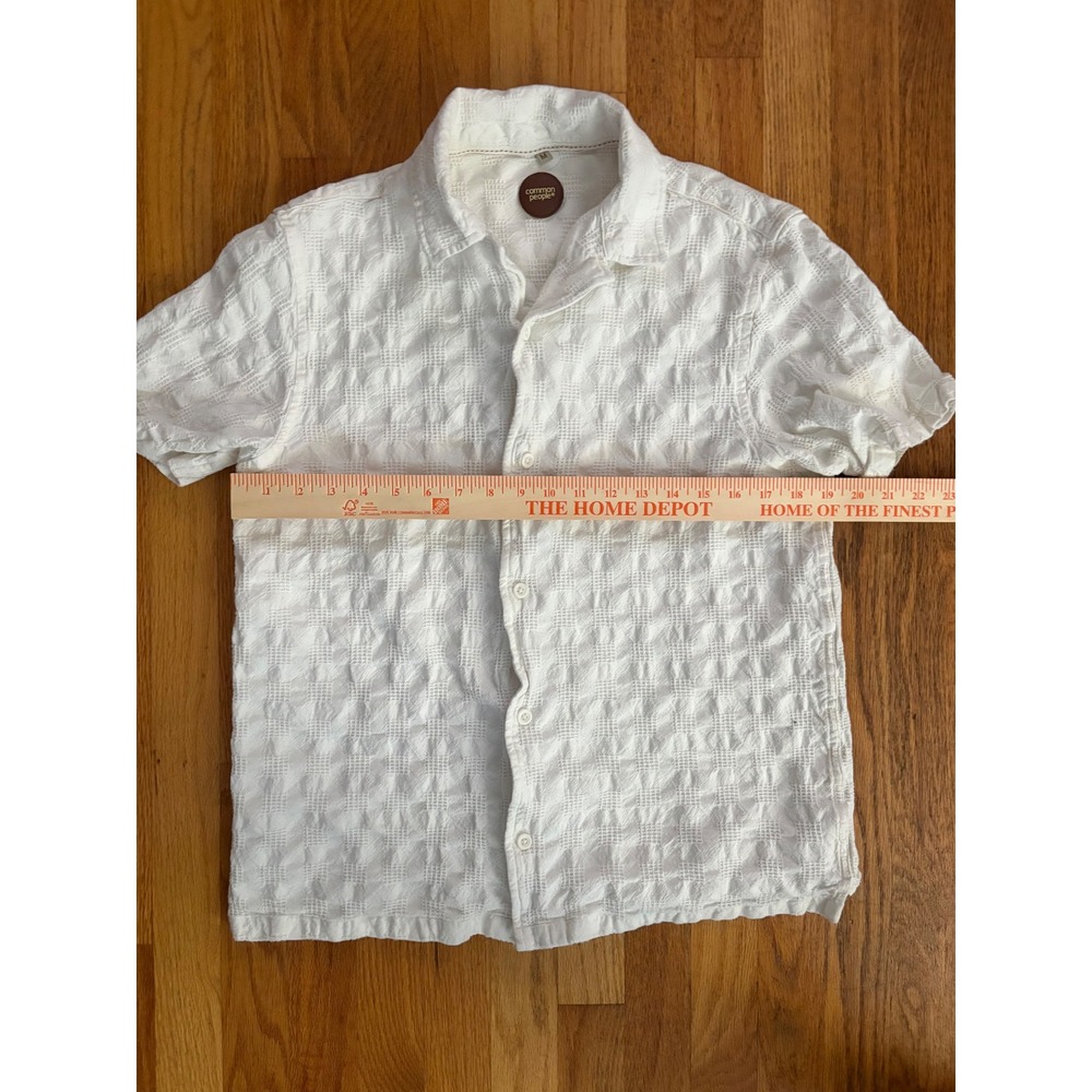 Common People Mens White Textured Short Sleeve Button Up Shirt Size M - Picture 3 of 5